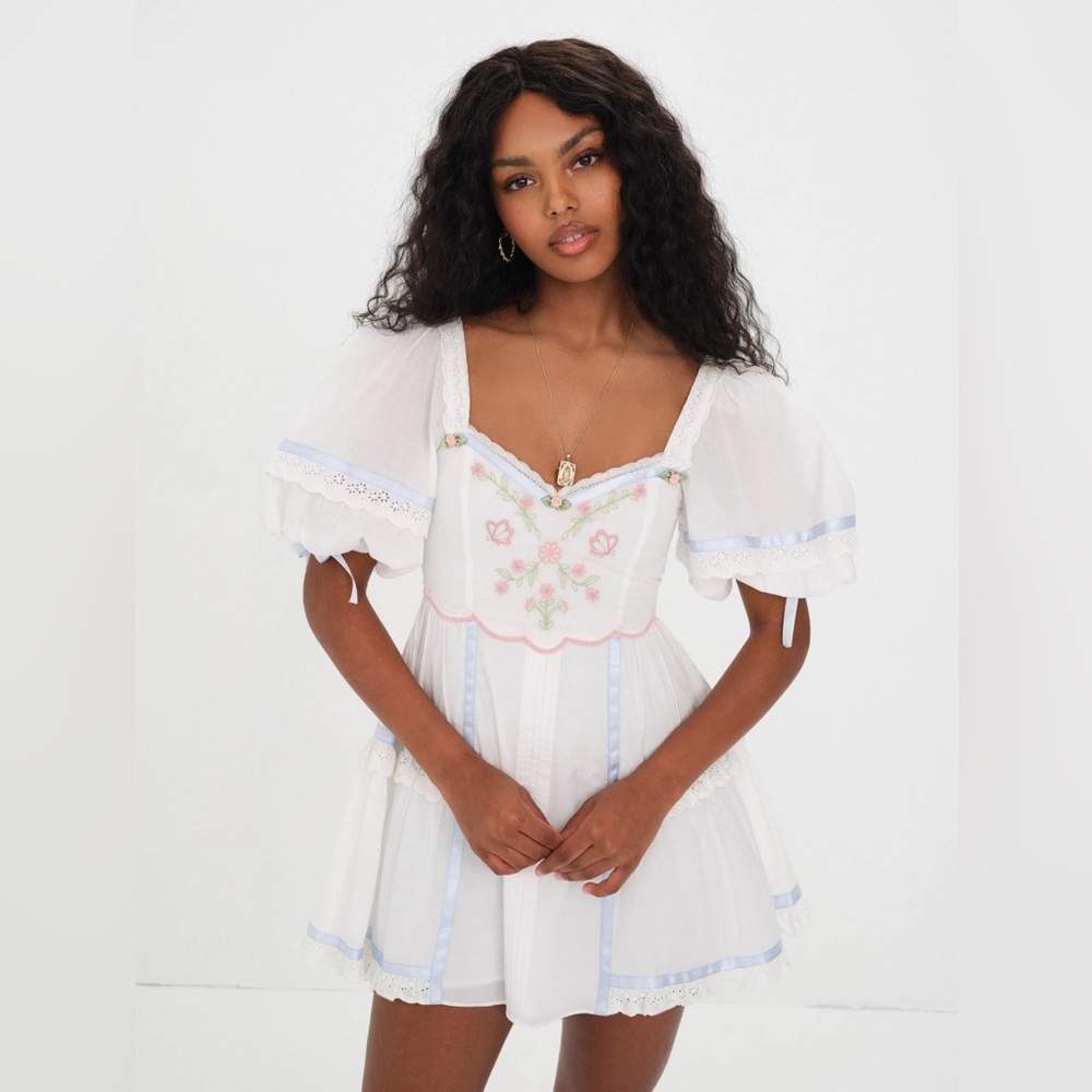 For Love and Lemon Meadow Embroidered mini dress